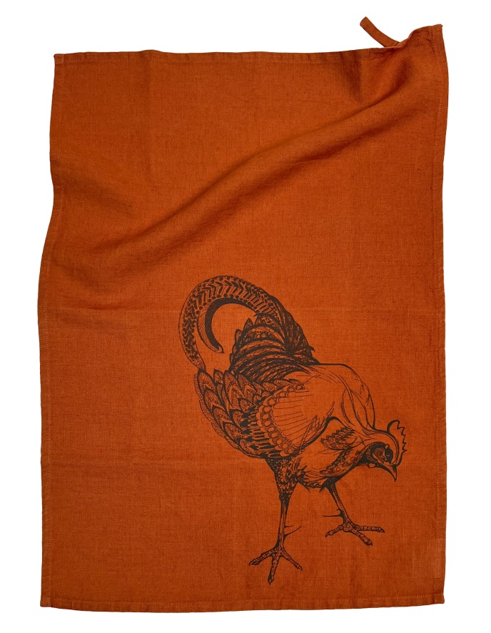 Cockerel on Clay Linen