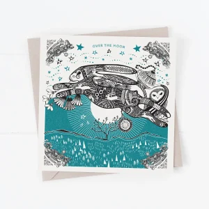 'Over The Moon' Greetings Card