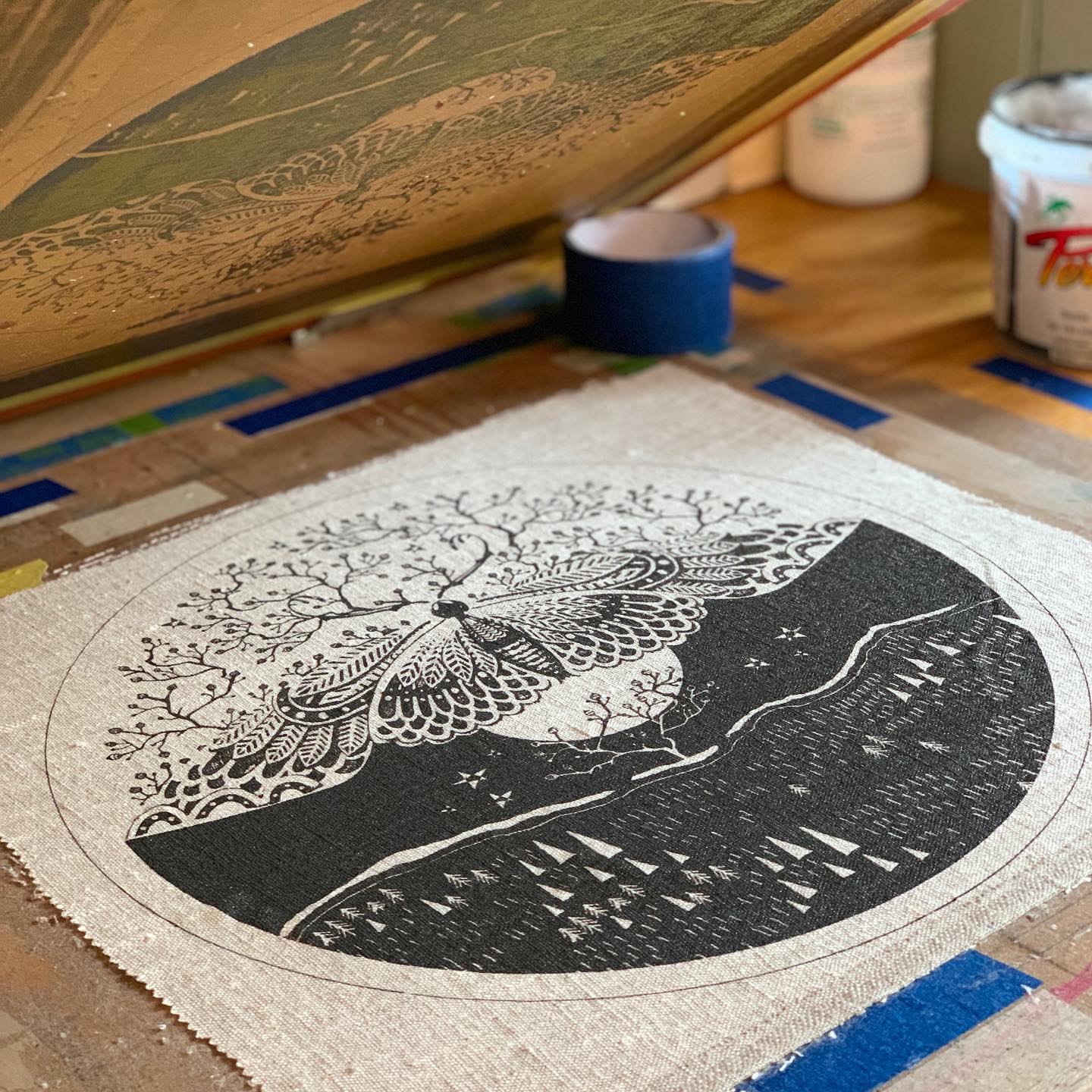 UnderTheStairsPic AgaCovers PrintingMothCharcoal